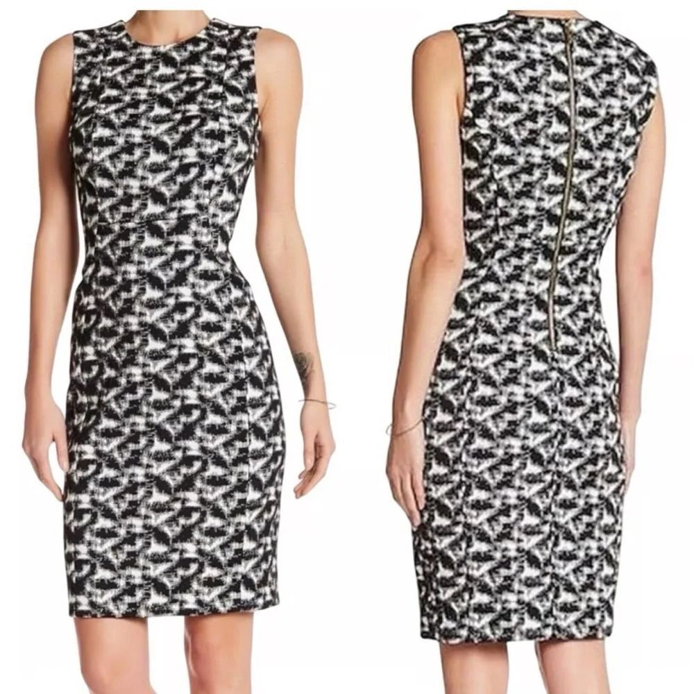 Calvin Klein Black and White Midi Dress